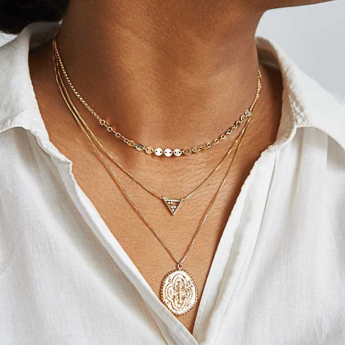 Cross Gold Medallion Necklace Admiral Row