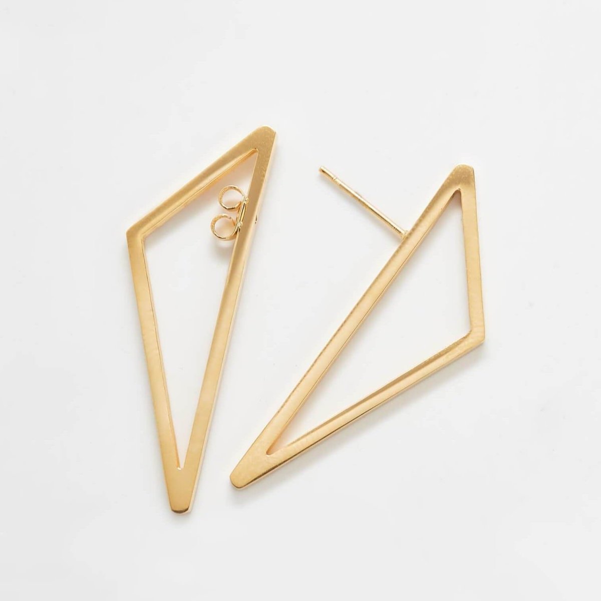 Double-Sided Gold Geometric Triangle Earrings - Admiral Row