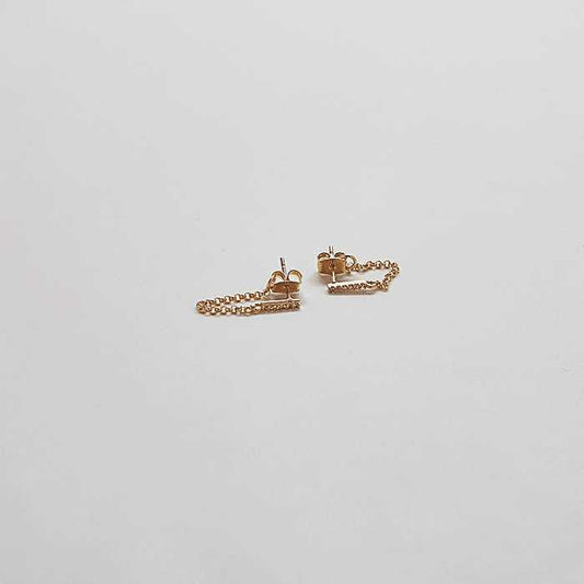 Gold Chain Huggie with Pave Bar Studs - Admiral Row