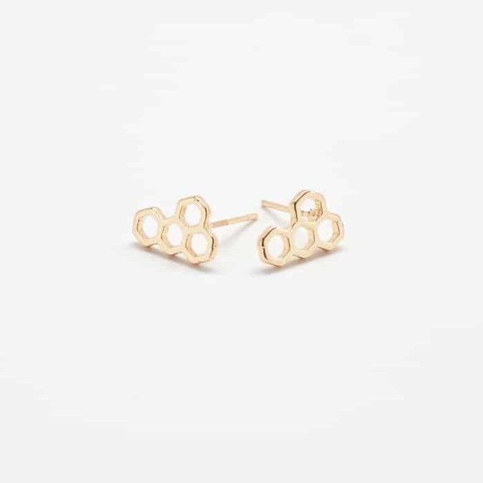 Gold Honeycomb Stud Earrings - Best Seller - Admiral Row