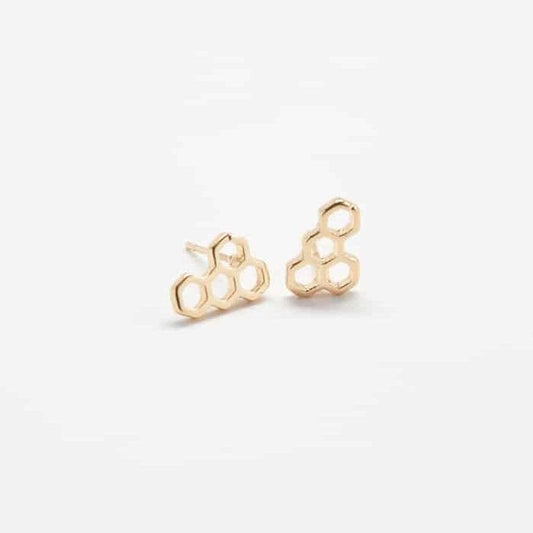 Gold Honeycomb Stud Earrings - Best Seller - Admiral Row