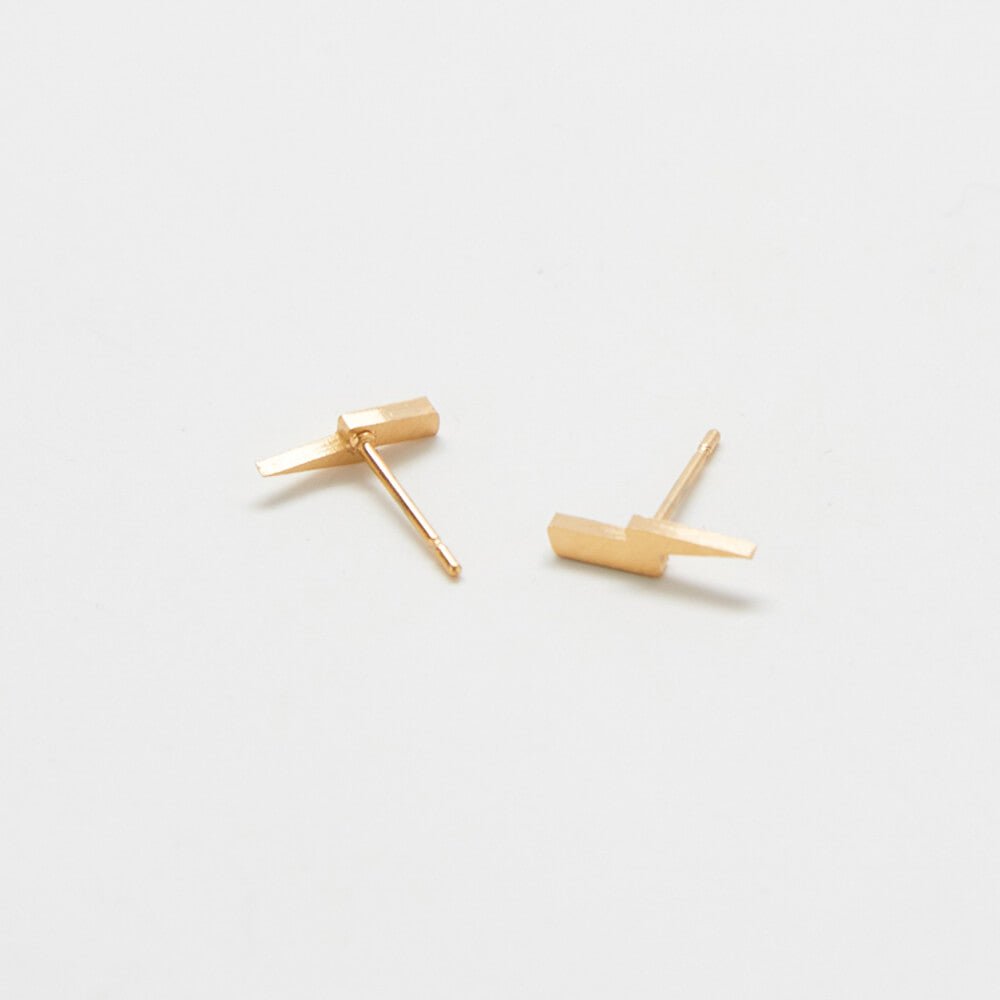 Gold Lightning Bolt Stud Earrings - Admiral Row