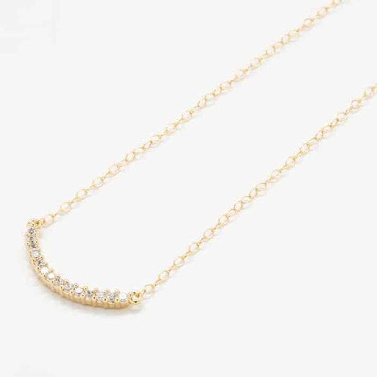 Gold Pave Curved Bar Necklace - Admiral Row