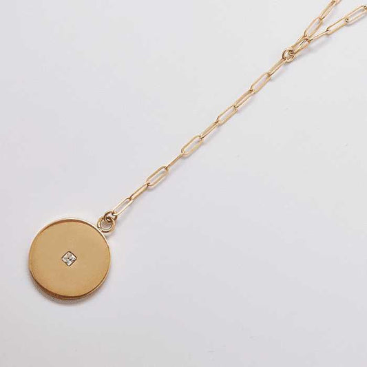 Gold Pave Disc Coin Lariat - Admiral Row