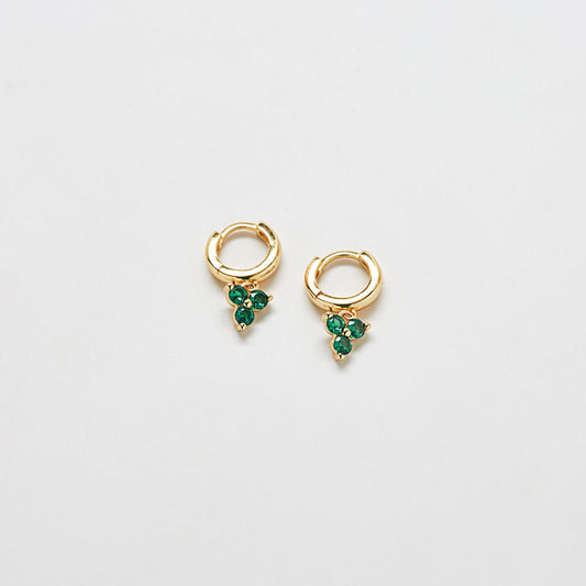 Green Pave Geometric Huggie Earrings - Admiral Row