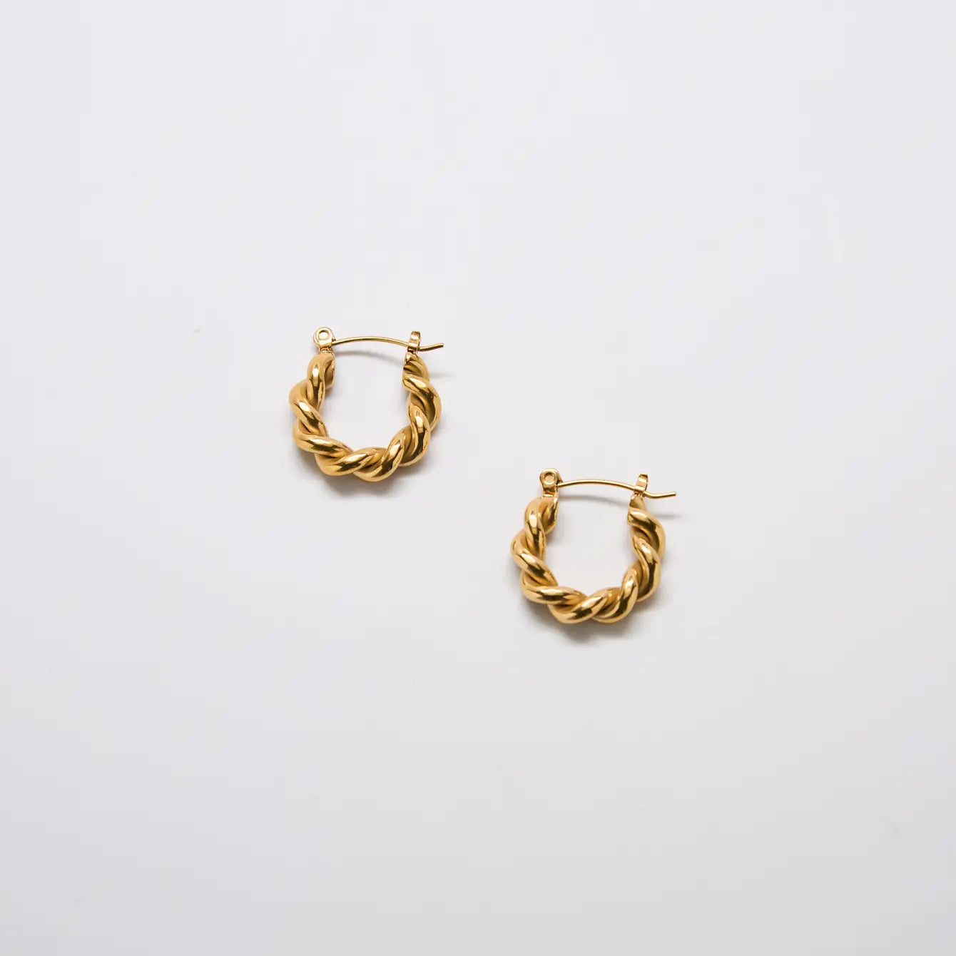 Gold Oval Twist Hoop Earrings