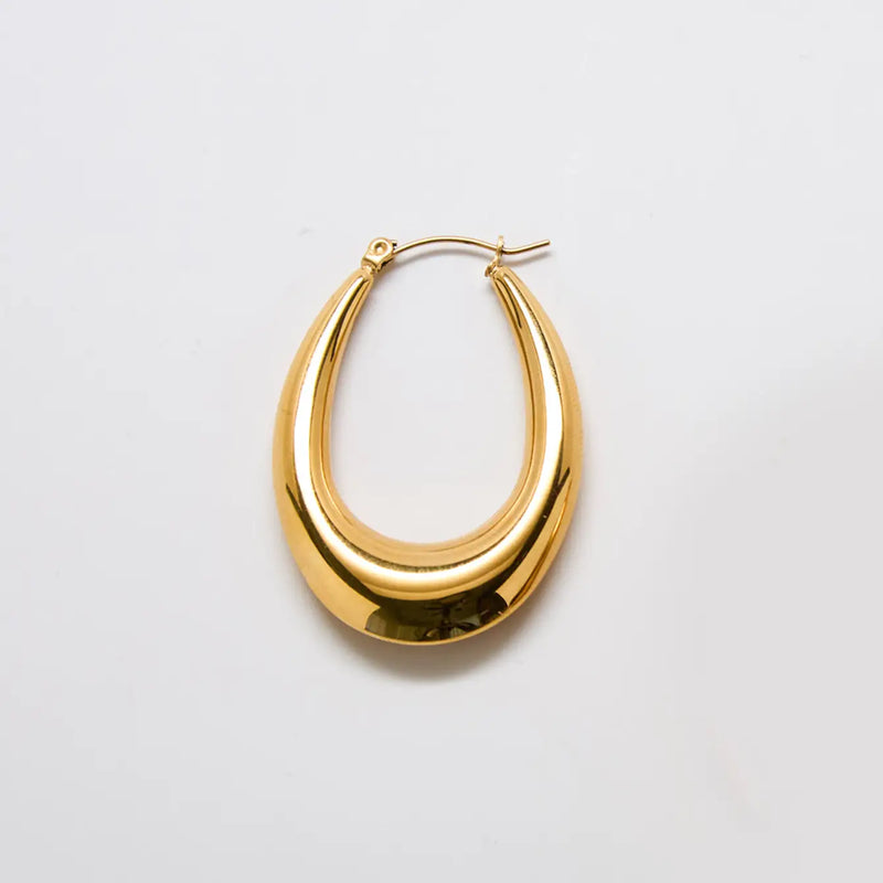 Large Gold Oval Hoop Earrings