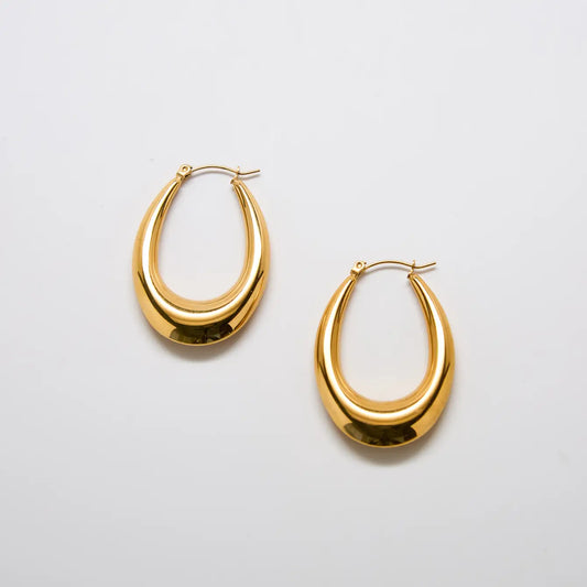 Large Gold Oval Hoop Earrings