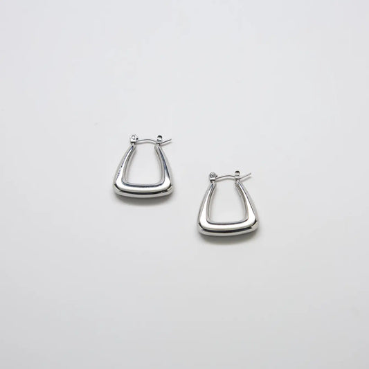 Silver Triangle Hoop Earrings