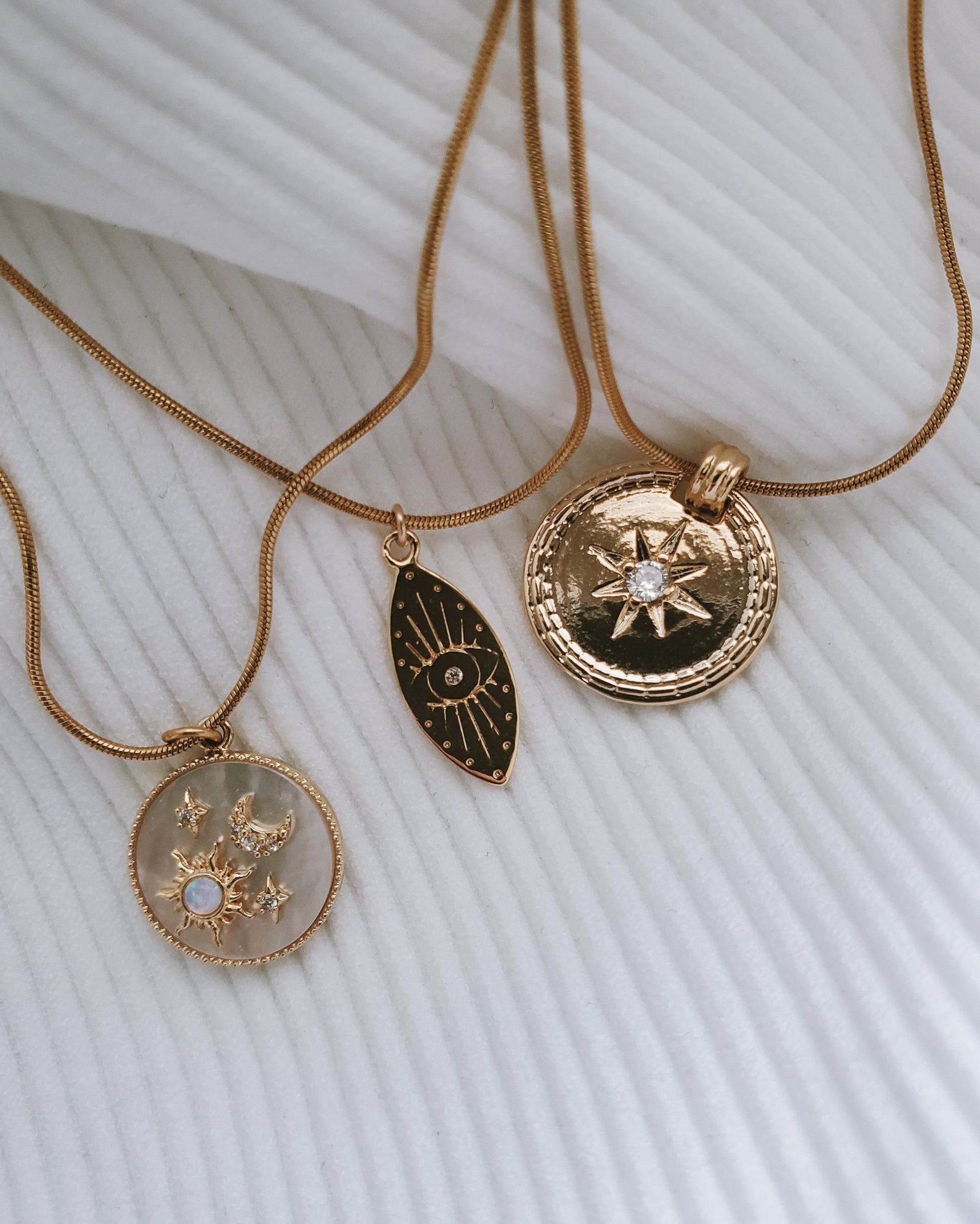 Gold Opal Sun & Moon Medallion Necklace - Admiral Row