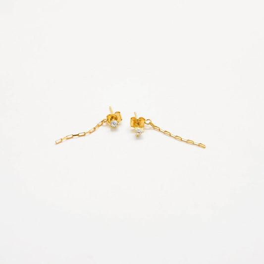 White CZ Chain Jacket Earrings - Admiral Row