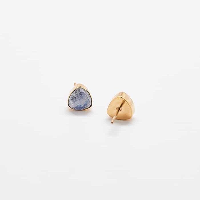 Rainbow Moonstone Gold Triangle Studs
