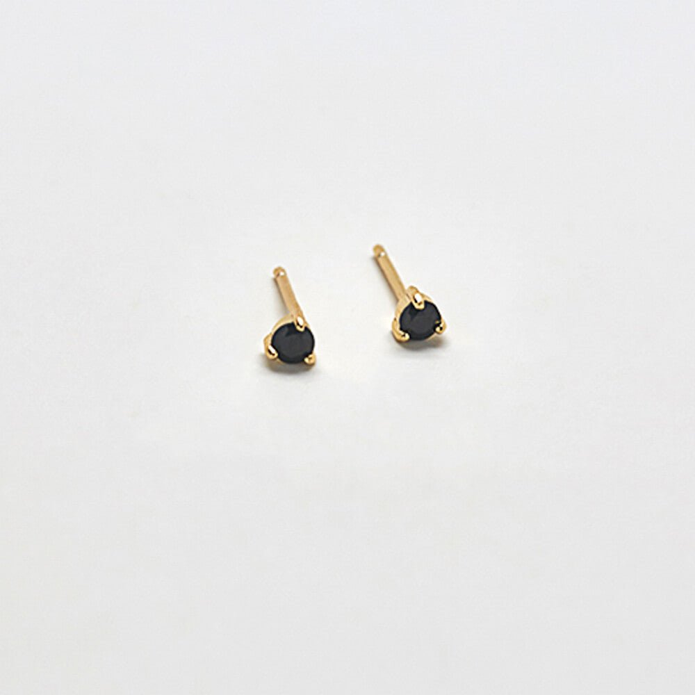 Black CZ Round Stud Earrings Admiral Row