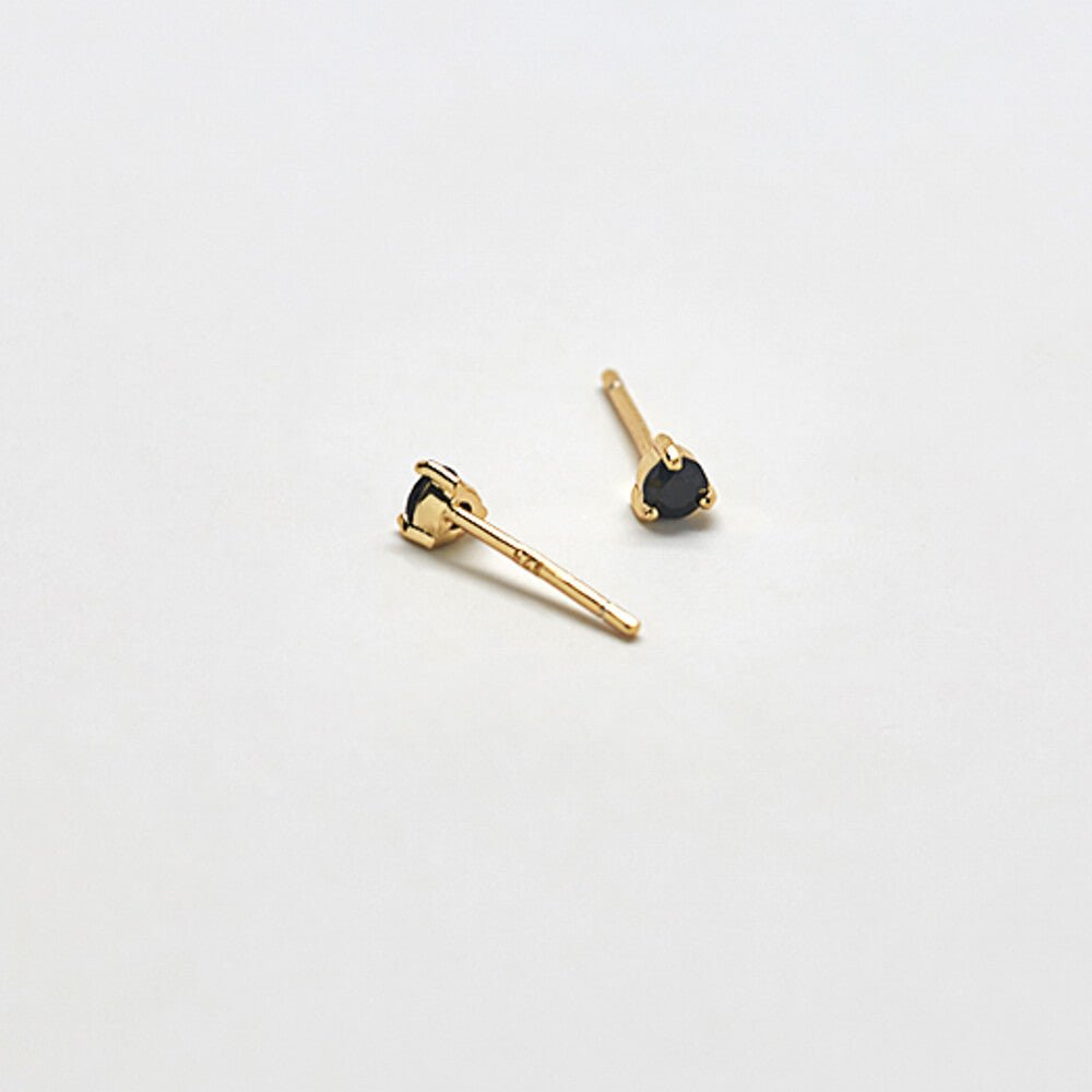 Black CZ Round Stud Earrings Admiral Row