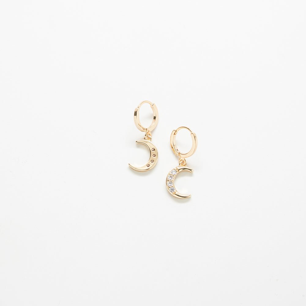 CZ Crescent Moon Huggie Earrings Admiral Row