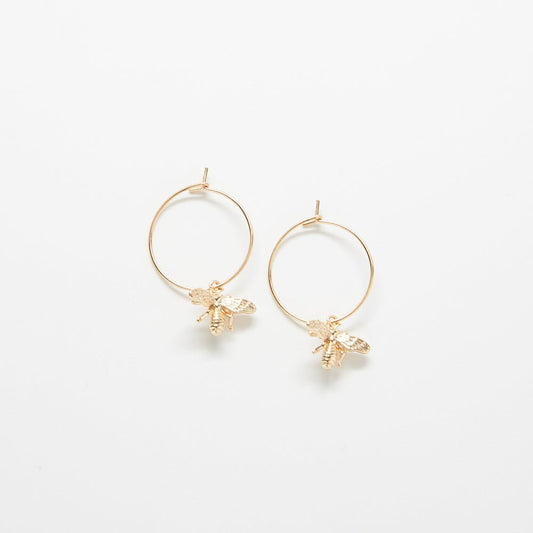 Gold Bee Hoop Earrings - Admiral Row