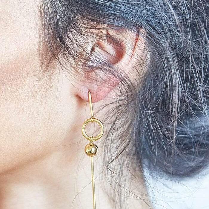 Gold Geometric Circle Drop Earrings - Admiral Row