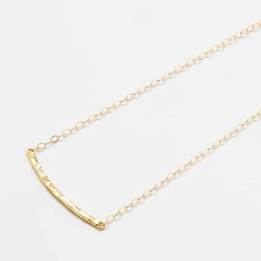 Gold Hammered Curved Bar Necklace - Admiral Row