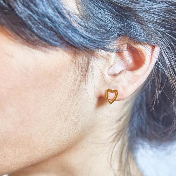 Gold Heart Outline Stud Earrings - Admiral Row