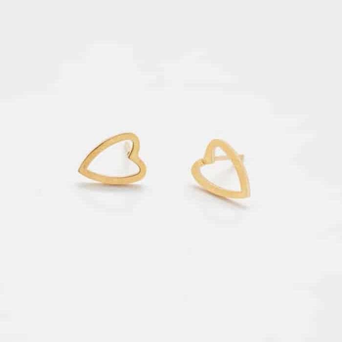 Gold Heart Outline Stud Earrings - Admiral Row