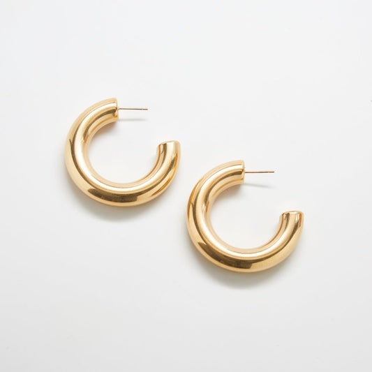 Gold Medium Chunky Hoop Earrings - Admiral Row