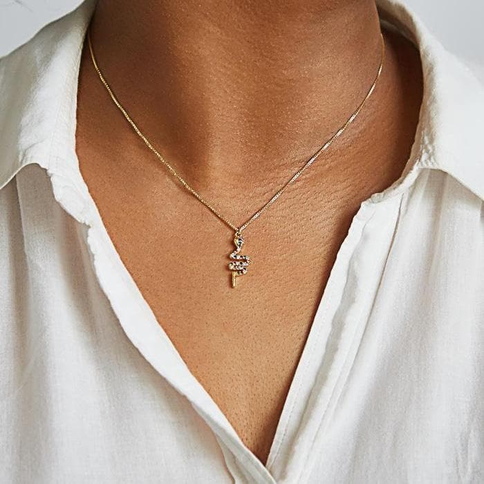 Gold Multicolor Pave Snake Necklace - Admiral Row