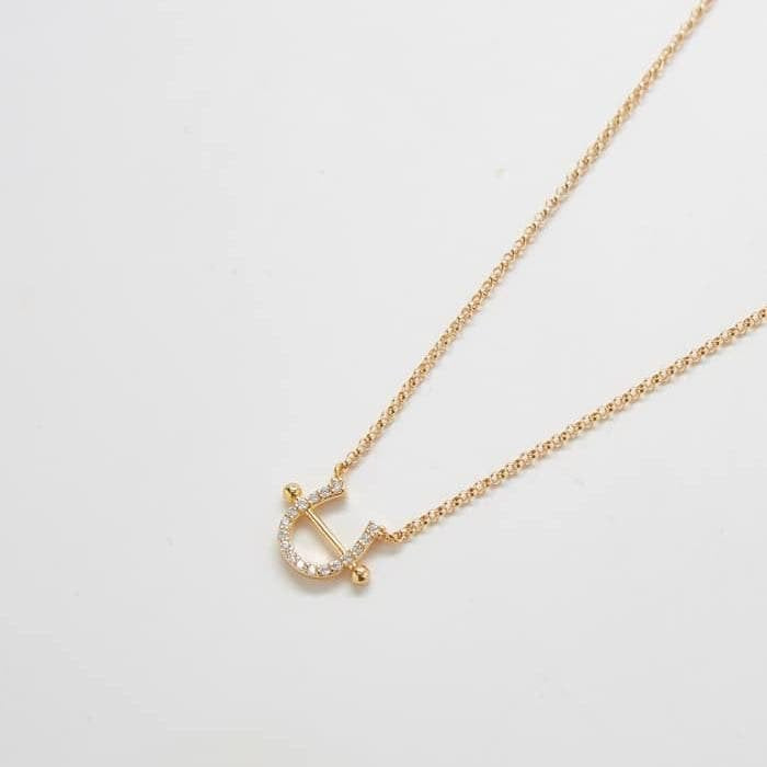 Gold Pave Horseshoe Necklace - Admiral Row