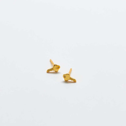 Gold Pavé Key Stud Earrings - Admiral Row