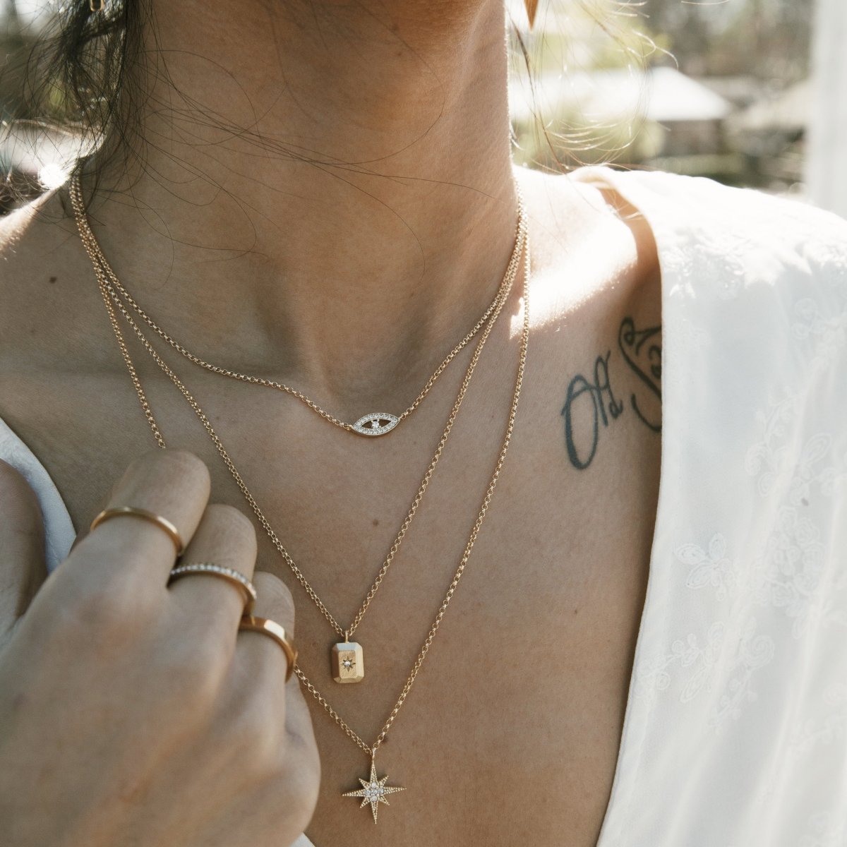 Gold Pave Stone Star Necklace - Admiral Row