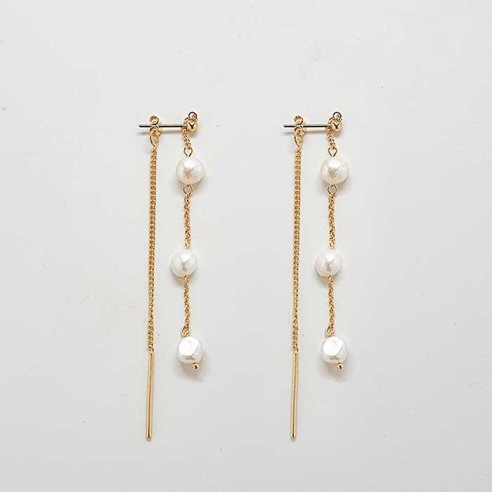 Gold Pearl Chain Earrings - Admiral Row