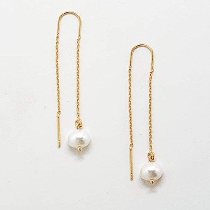 Gold Pearl Threader Earrings - Admiral Row