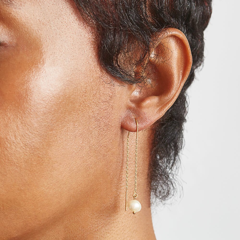 Gold Pearl Threader Earrings - Admiral Row