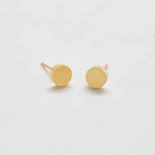 Gold Round Flat Stud Earrings - Admiral Row