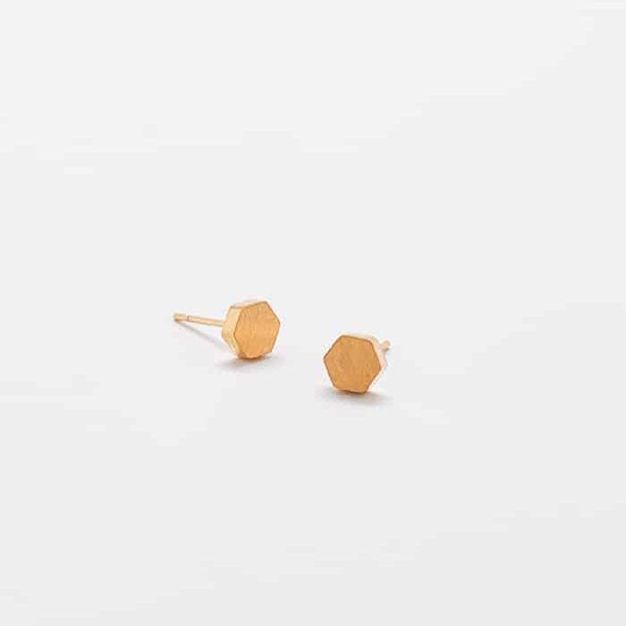 Gold Solid Hexagon Stud Earrings - Admiral Row