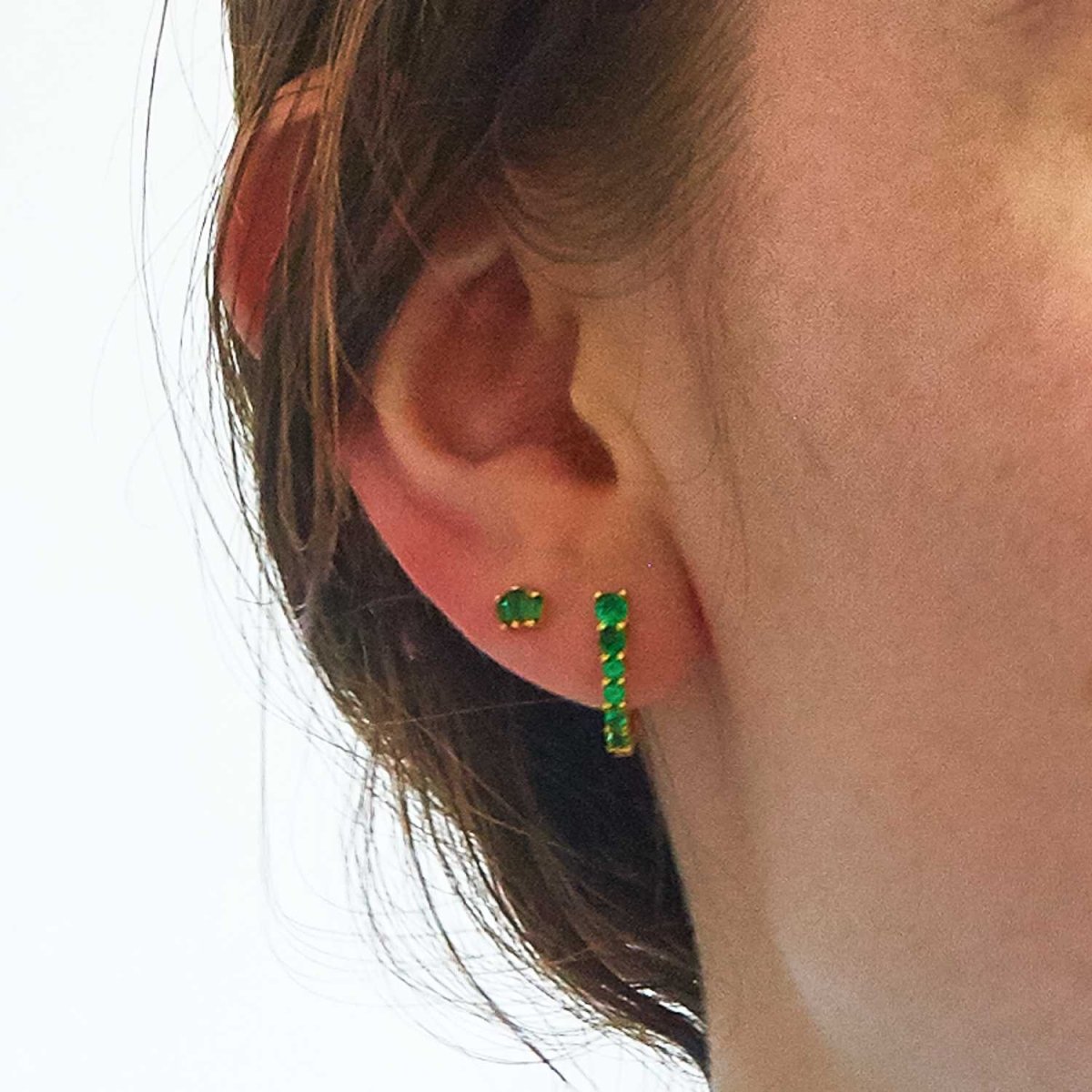 Green CZ Huggie Hoop Earrings - Admiral Row