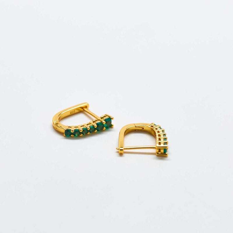 Green CZ Huggie Hoop Earrings - Admiral Row