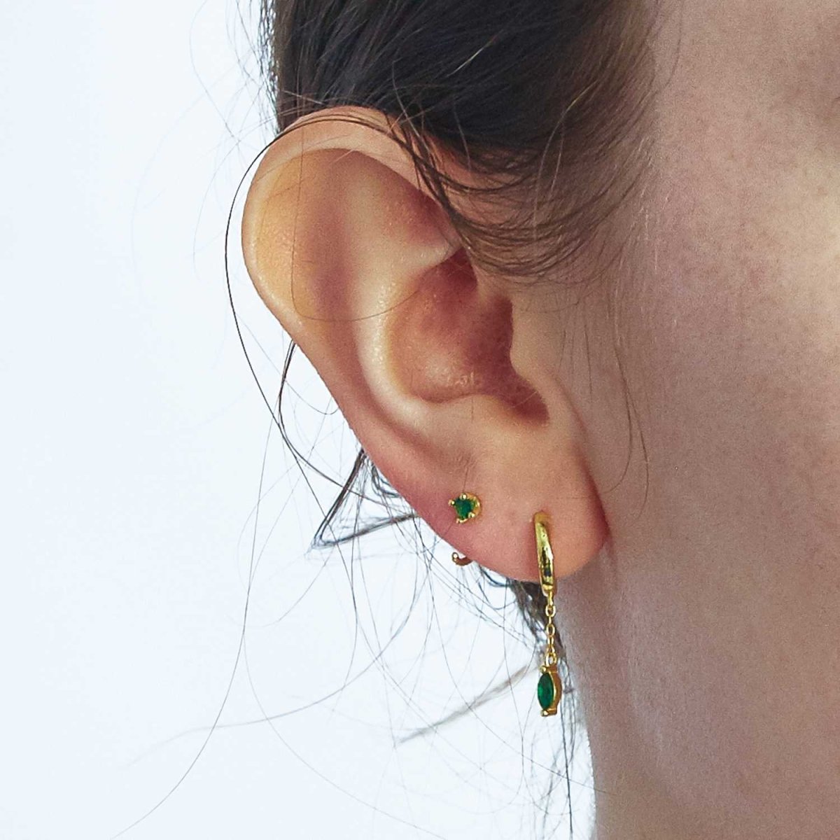 Green CZ Open Hoop Earrings - Admiral Row