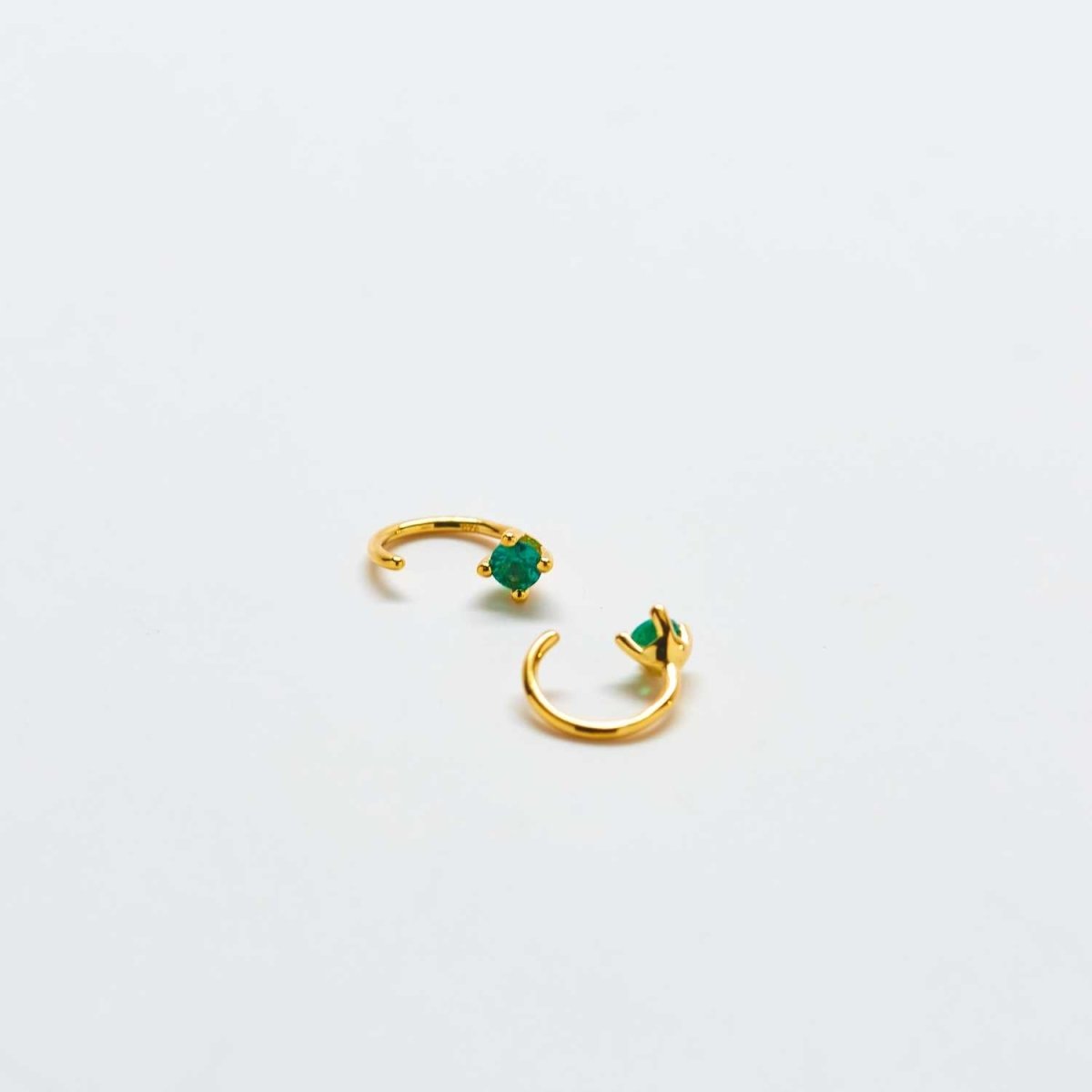 Green CZ Open Hoop Earrings - Admiral Row