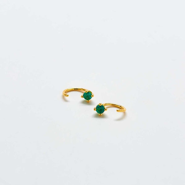 Green CZ Open Hoop Earrings - Admiral Row