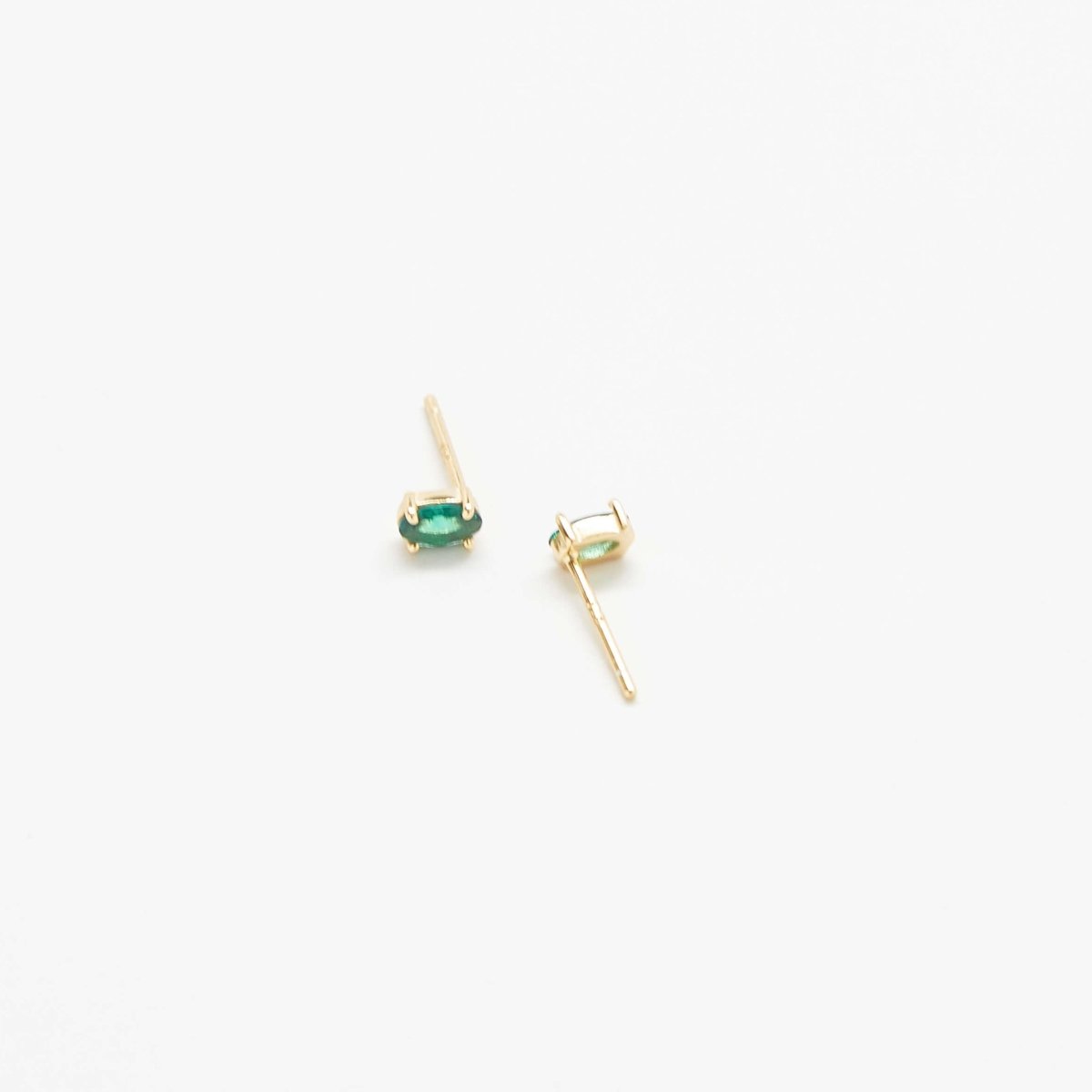 Green CZ Oval Stud Earrings - Admiral Row