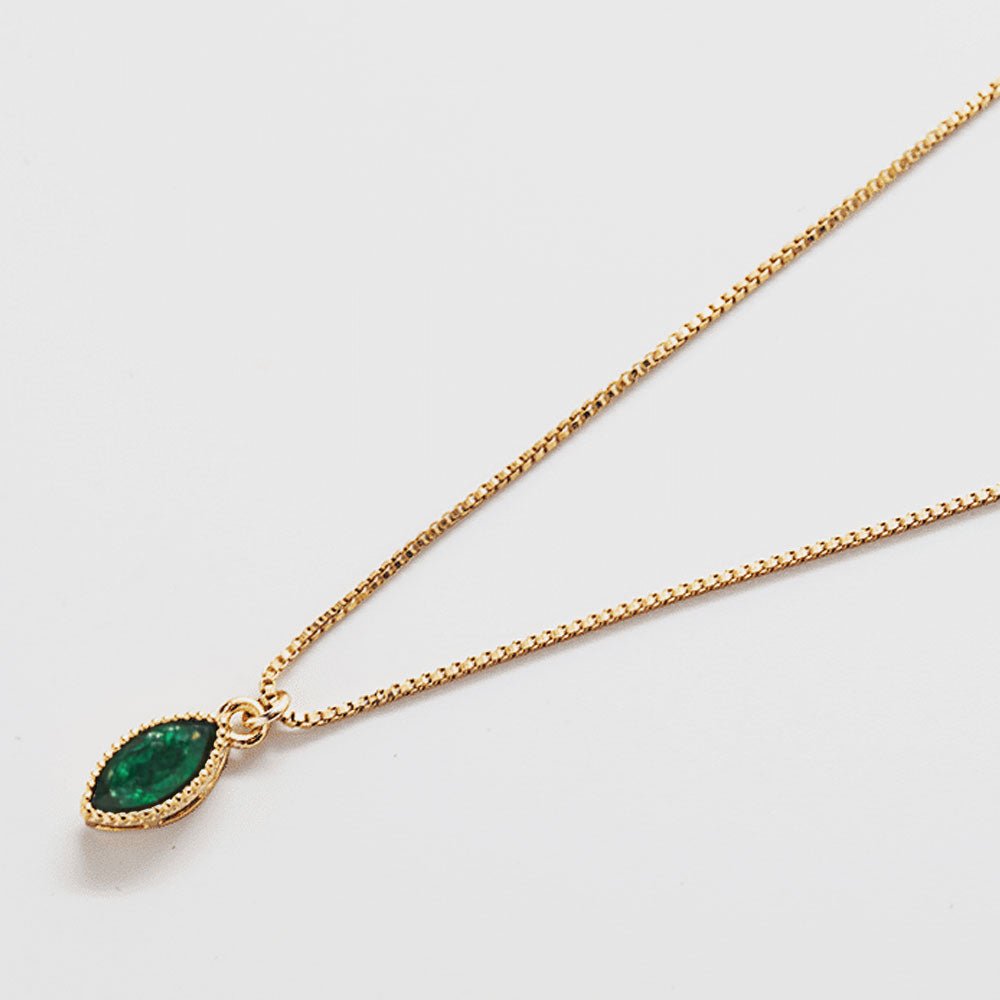 Green CZ Teardrop Dainty Necklace - Admiral Row