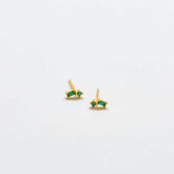 Green Geo Baguette Gold Studs - Admiral Row