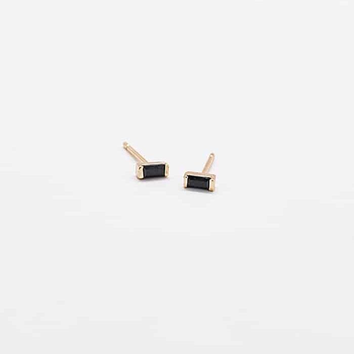 Mini Black Baguette Gold Studs - Admiral Row