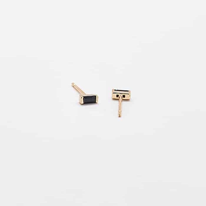 Mini Black Baguette Gold Studs - Admiral Row