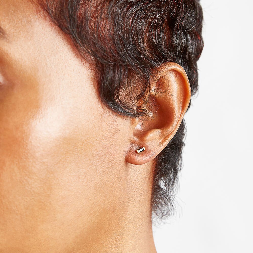 Mini Black Baguette Gold Studs - Admiral Row