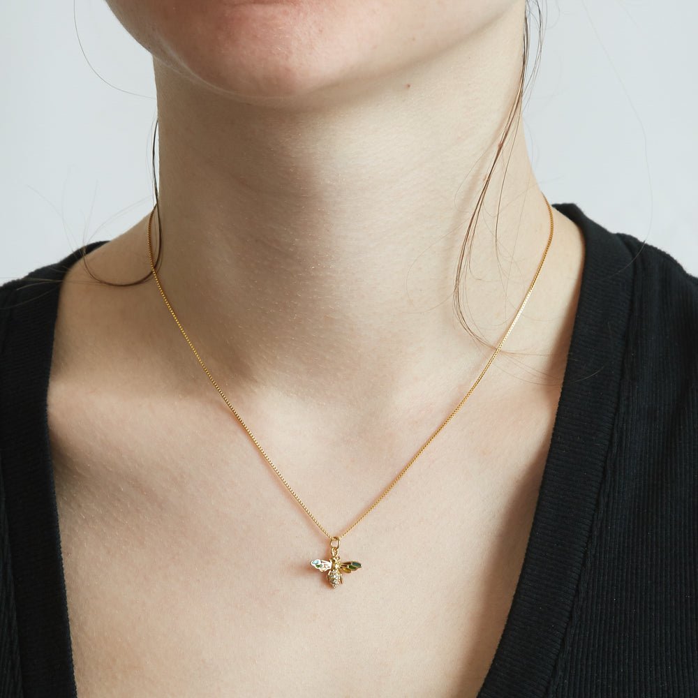 Pave Multicolor Bee Necklace - Admiral Row