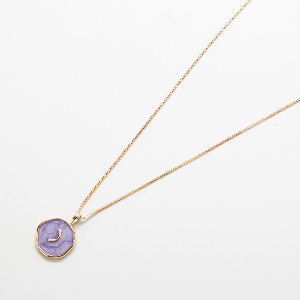 Purple Crescent Moon Medallion Necklace - Admiral Row