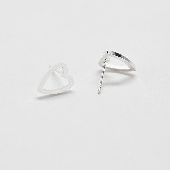 Silver Heart Outline Stud Earrings - Admiral Row