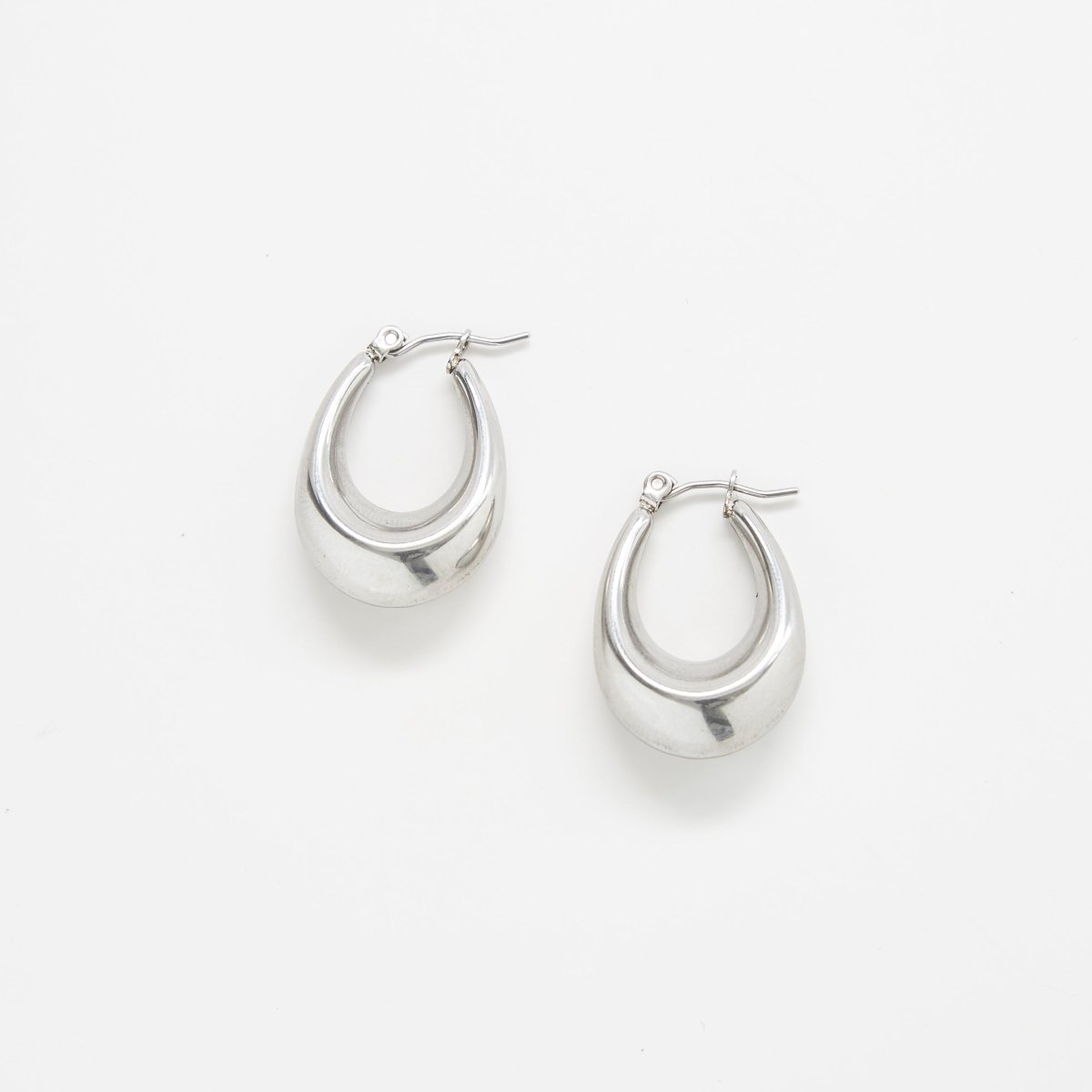 Silver Oval Hoop Earrings - Admiral Row