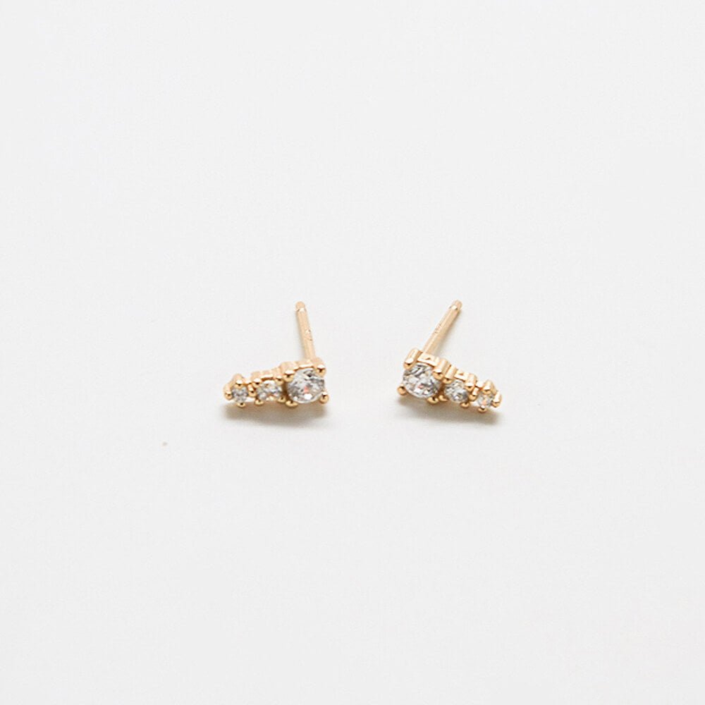 Tiny CZ Drop Bar Stud Earrings - Admiral Row